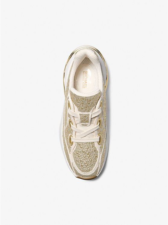 Michael Kors Toni Embellished Linen Blend Trainer