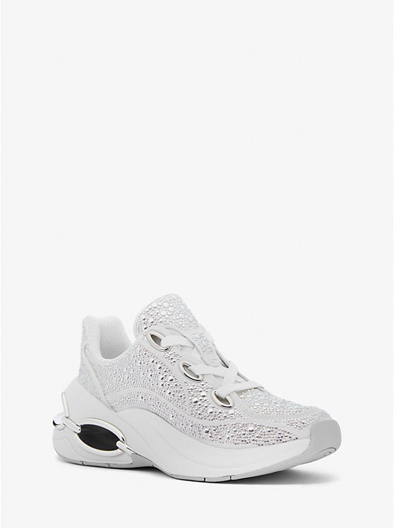 Michael Kors Toni Embellished Linen Blend Trainer