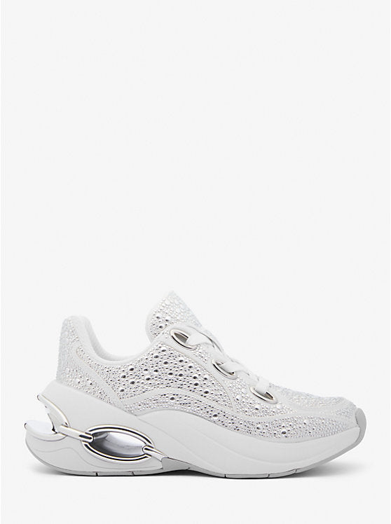 Michael Kors Toni Embellished Linen Blend Trainer