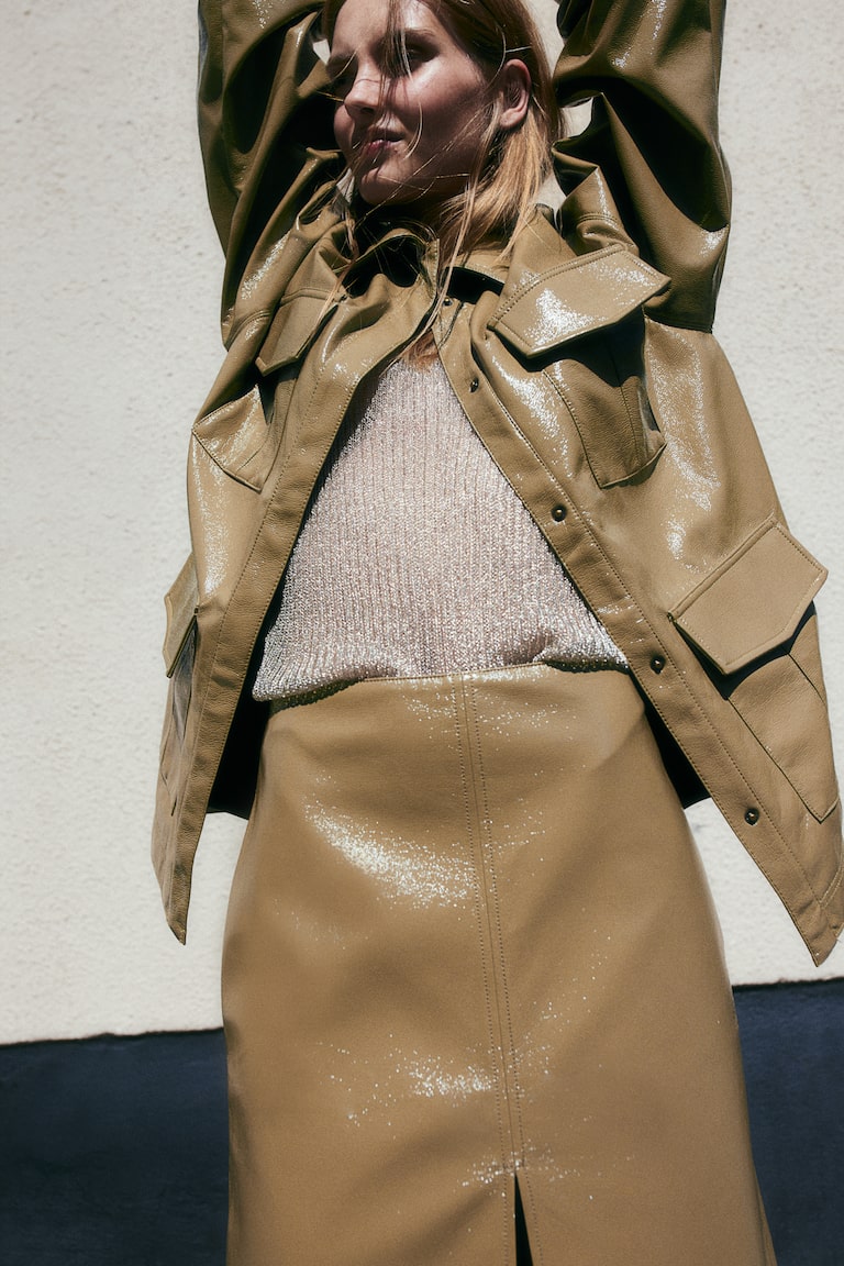 H&M Coated Pencil Skirt