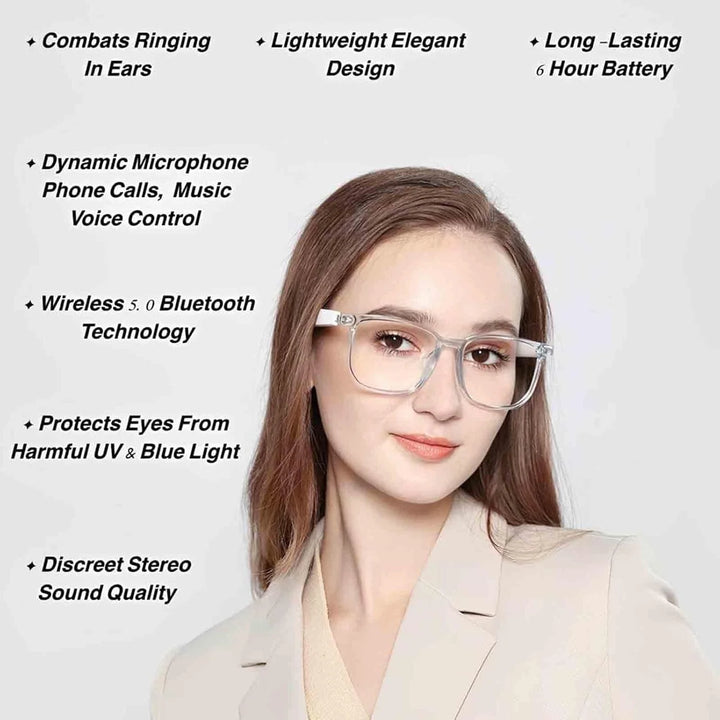 Euvelle Bluetooth Glasses, Ai Reading with Photochromic Lenses Open Ear, Smart Glasses for Women, for Indoor Outdoor