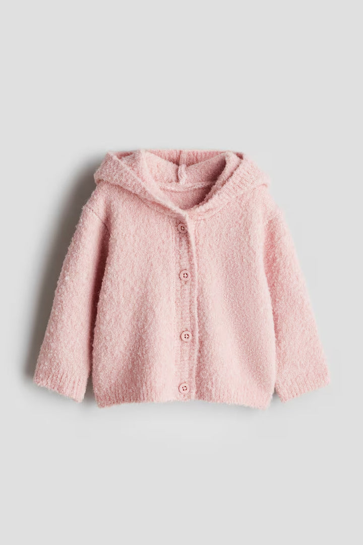 H&M Hooded Bouclé-Knit Cardigan