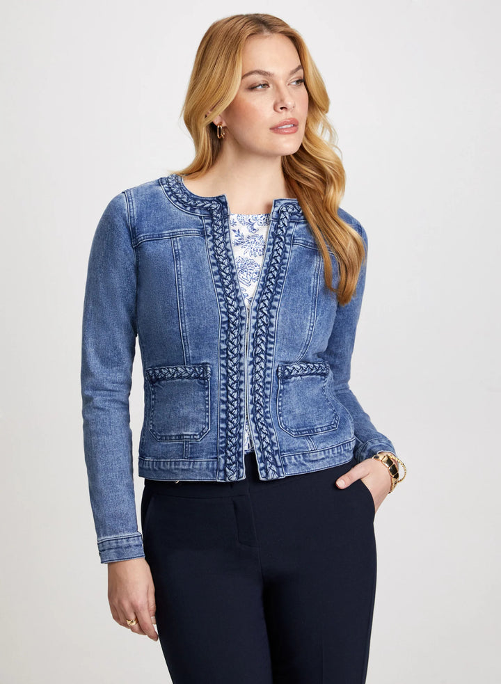 LAURA Braid Trim Denim Jacket