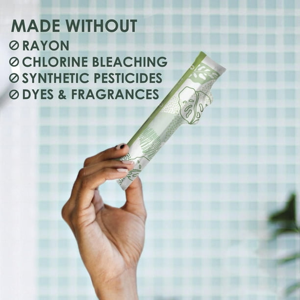 L. Cotton Tampons Light/Regular Absorbency Multipack, Free from Chlorine Bleaching, Pesticides, Fragrances, or Dyes, 30CT