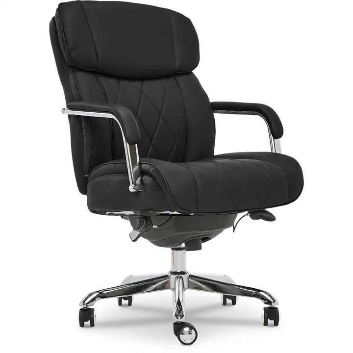 Lazboy Sutherland Quilted Leather Office Chair, Jet Black