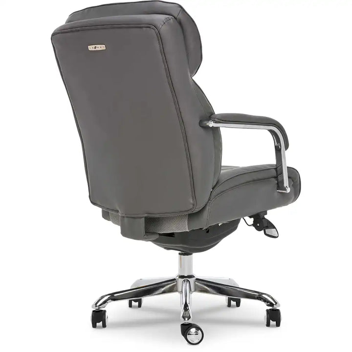Lazboy Sutherland Quilted Leather Office Chair, Moon Rock Grey