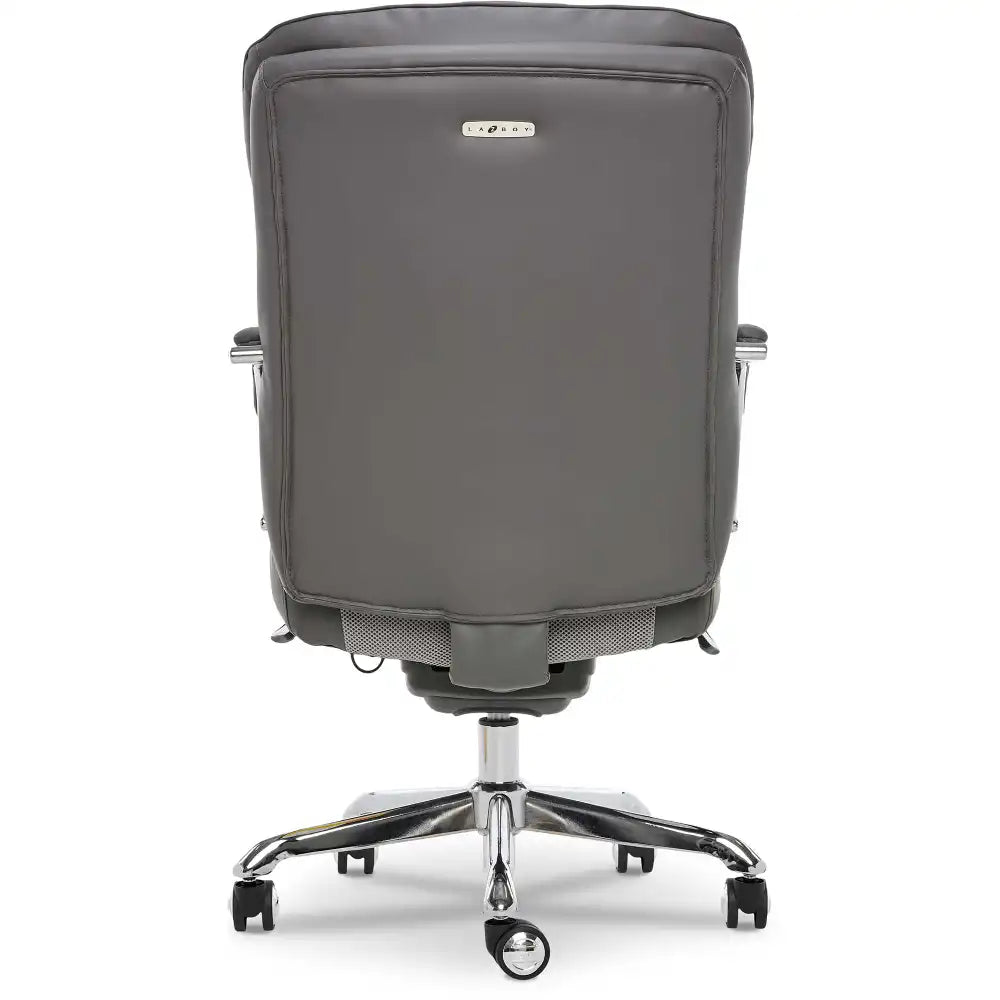 Lazboy Sutherland Quilted Leather Office Chair, Moon Rock Grey