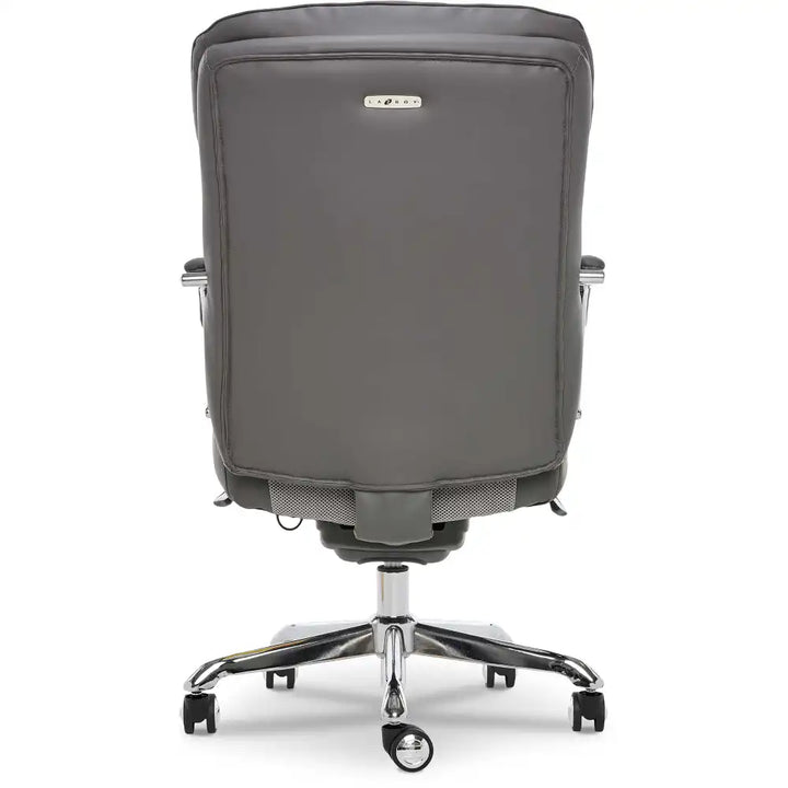 Lazboy Sutherland Quilted Leather Office Chair, Moon Rock Grey