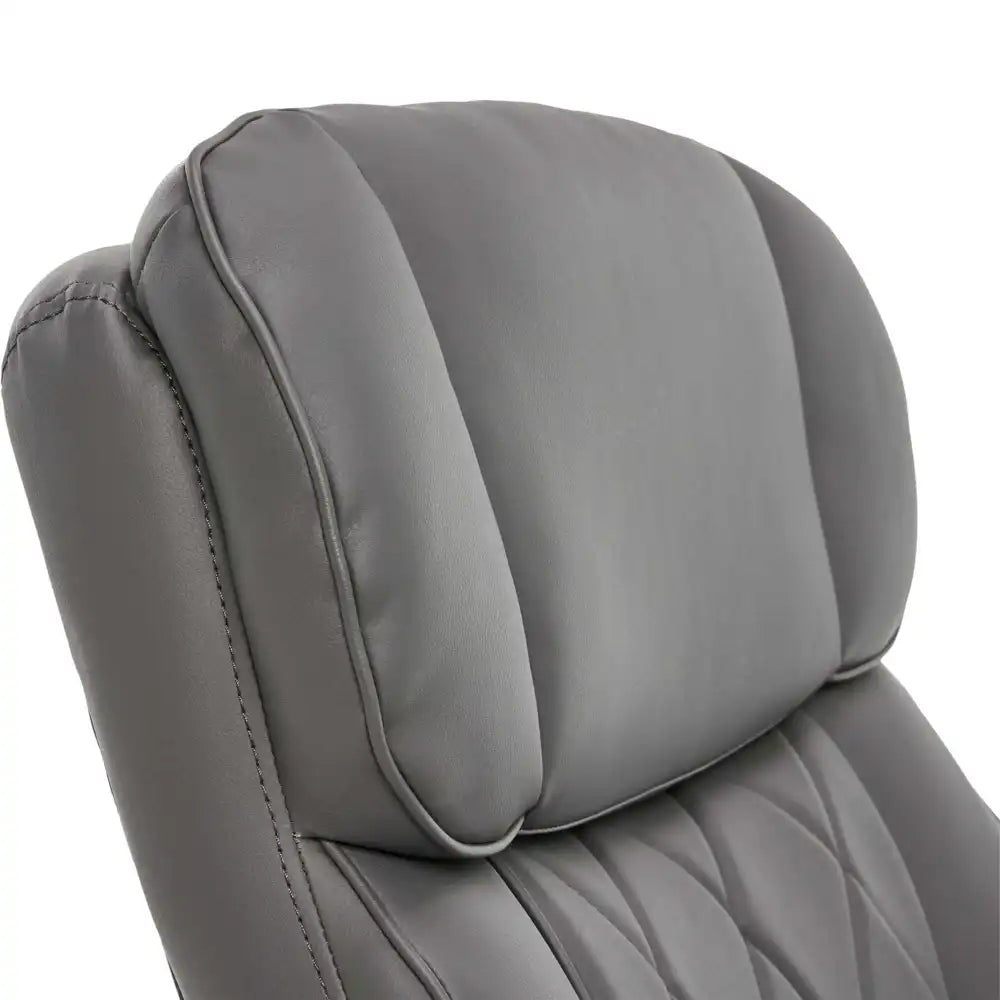 Lazboy Sutherland Quilted Leather Office Chair, Moon Rock Grey