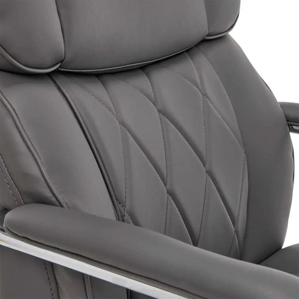 Lazboy Sutherland Quilted Leather Office Chair, Moon Rock Grey
