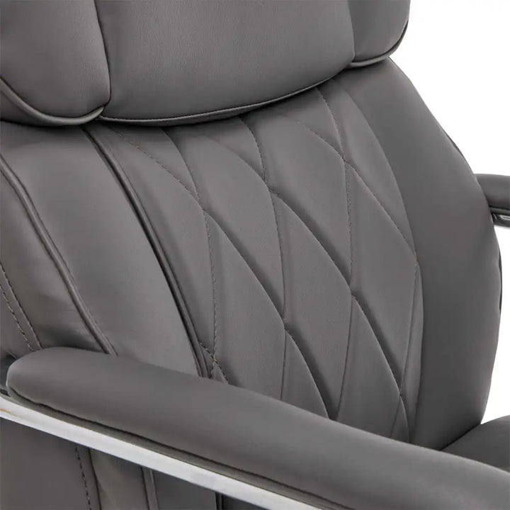 Lazboy Sutherland Quilted Leather Office Chair, Moon Rock Grey