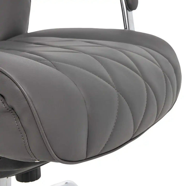 Lazboy Sutherland Quilted Leather Office Chair, Moon Rock Grey