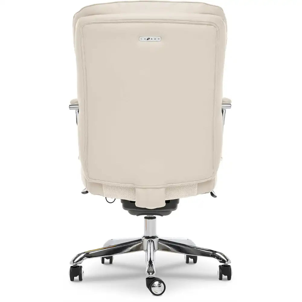 Lazboy Sutherland Quilted Leather Office Chair, Light Ivory