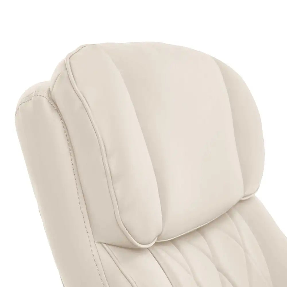 Lazboy Sutherland Quilted Leather Office Chair, Light Ivory