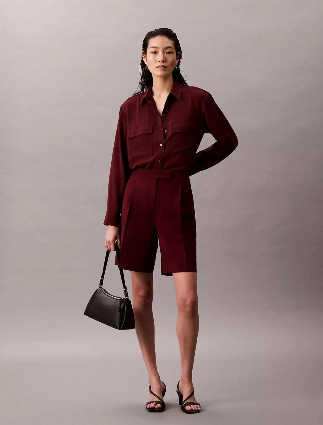 Calvin Klein Chiffon Relaxed Button-Down Shirt