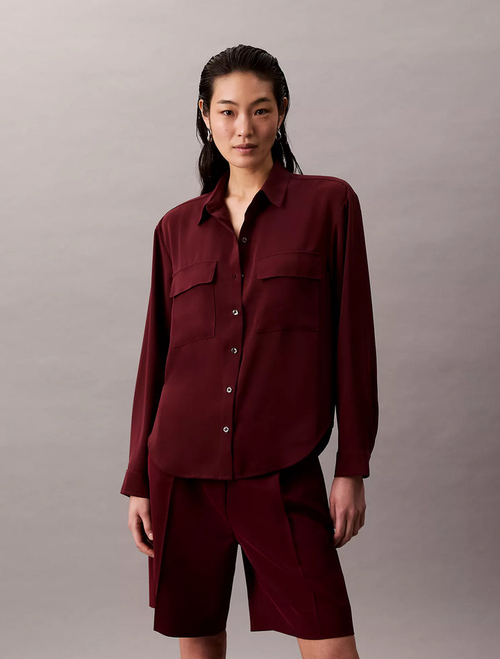 Calvin Klein Chiffon Relaxed Button-Down Shirt