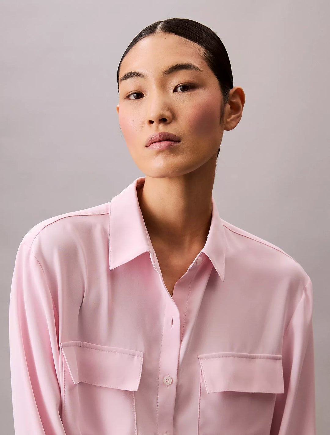 Calvin Klein Chiffon Relaxed Button-Down Shirt