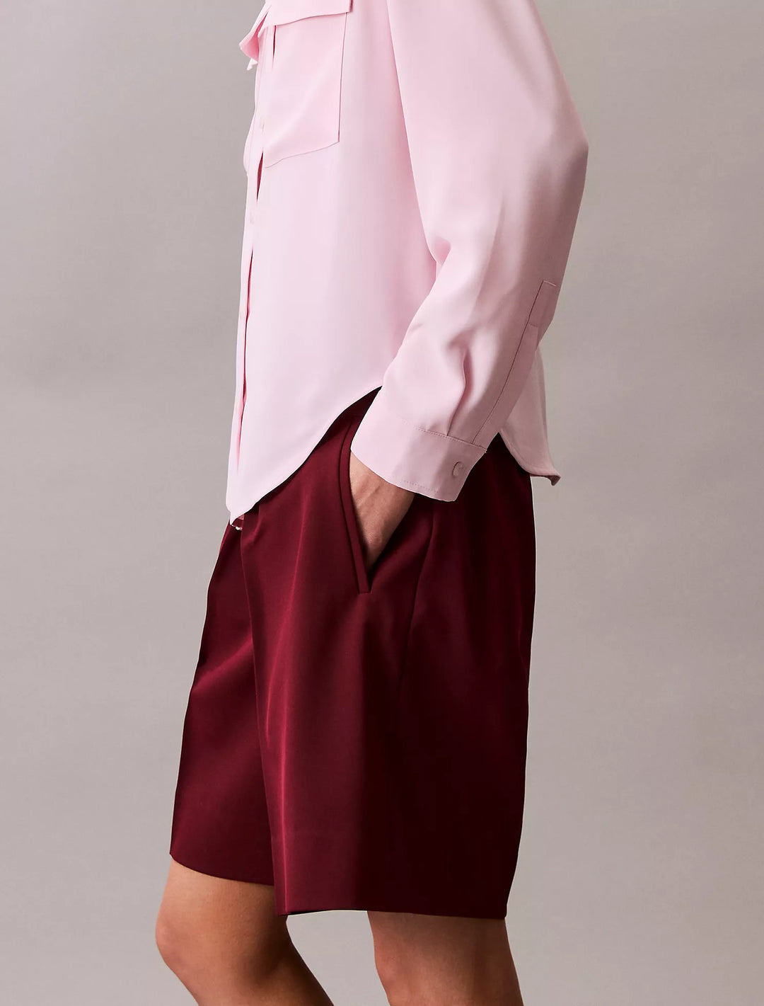 Calvin Klein Chiffon Relaxed Button-Down Shirt