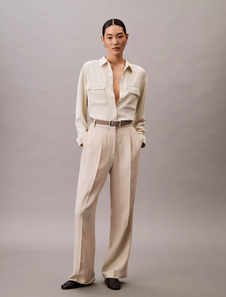 Calvin Klein Chiffon Relaxed Button-Down Shirt