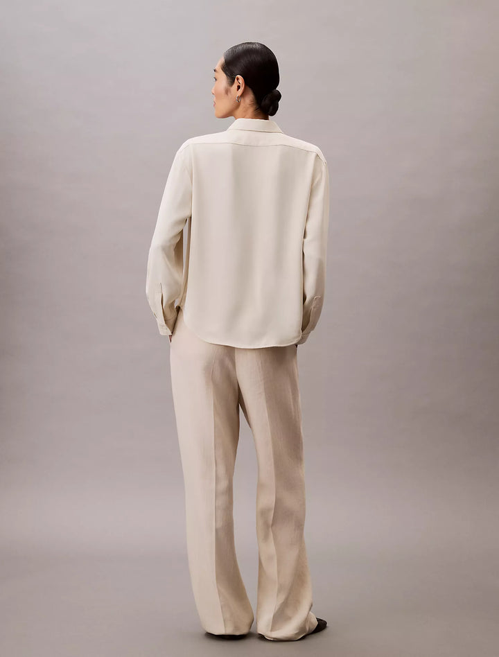 Calvin Klein Chiffon Relaxed Button-Down Shirt