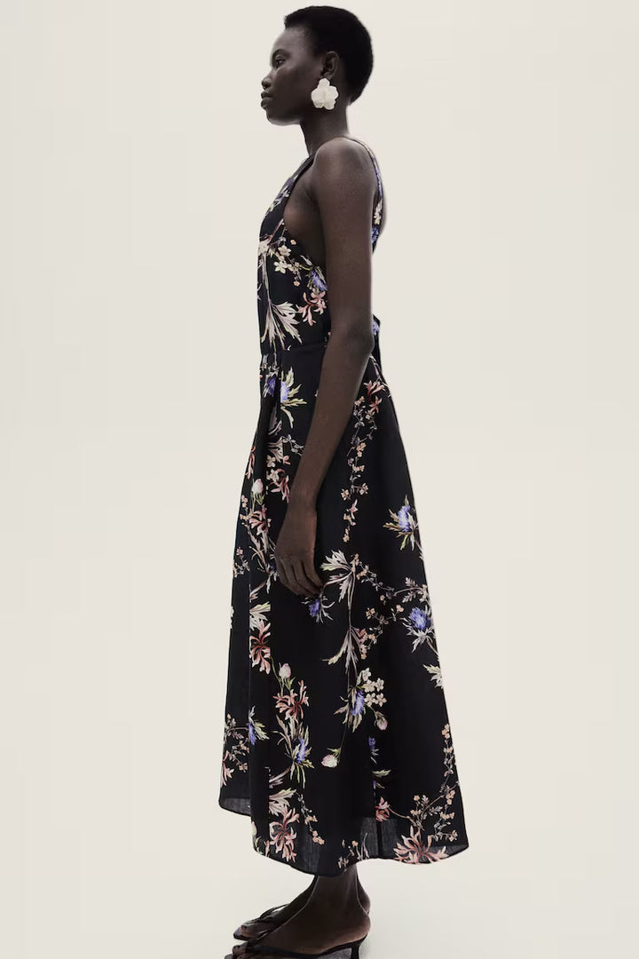 H&M Linen-Blend Tie-Back Dress