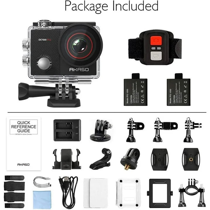 AKASO EK7000 Pro 4K Action Camera with Touch Screen EIS Adjustable View Angle Web Underwater Camera 40m Waterproof Camera Remote Control Sports Camera with Helmet Accessories Ki