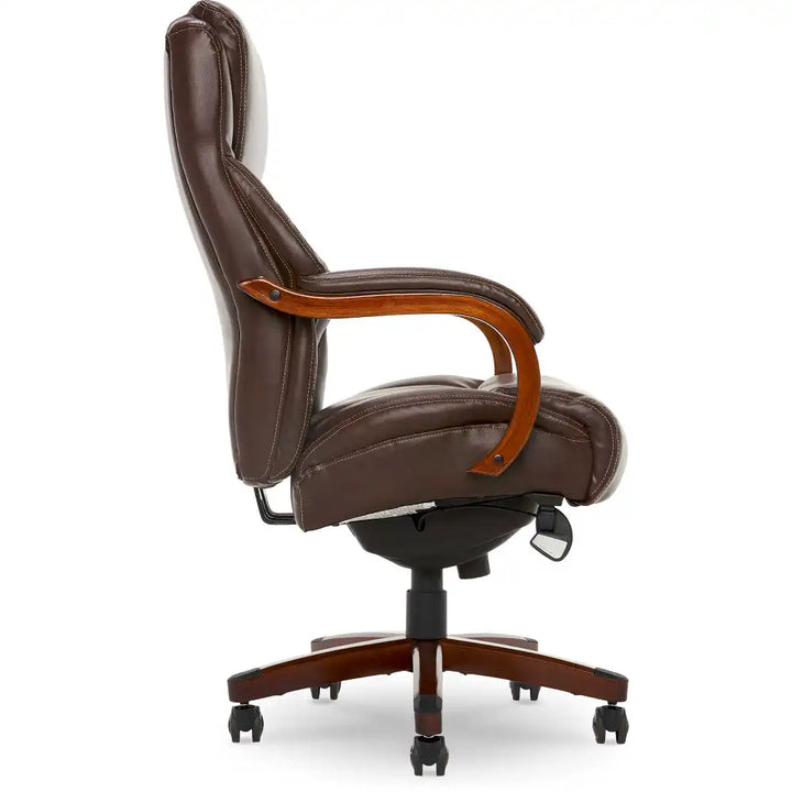 Lazboy Delano Big & Tall Executive Office Chair, Chestnut Brown with Mahogany Wood