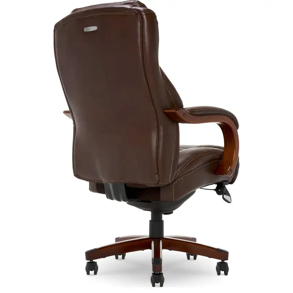Lazboy Delano Big & Tall Executive Office Chair, Chestnut Brown with Mahogany Wood