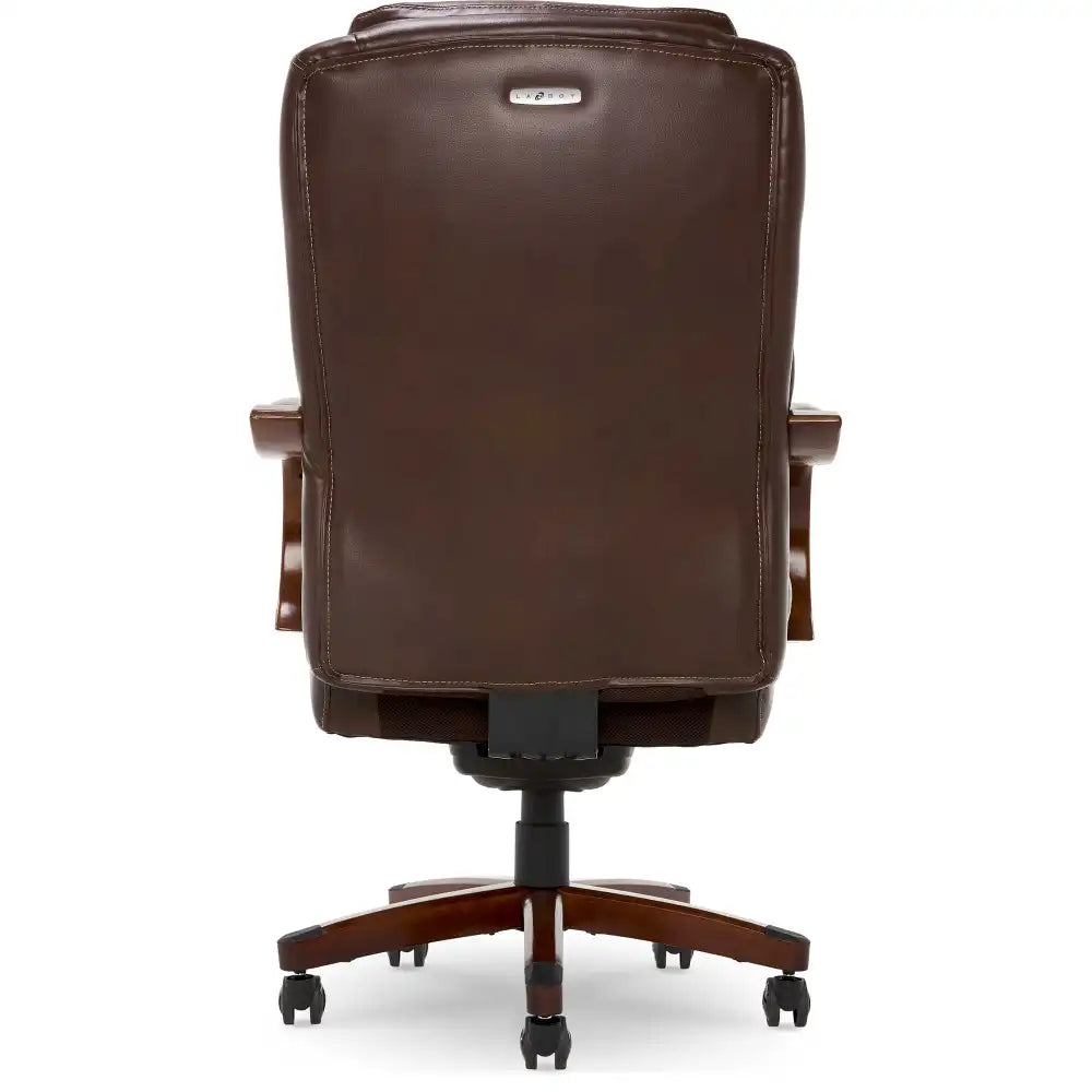 Lazboy Delano Big & Tall Executive Office Chair, Chestnut Brown with Mahogany Wood