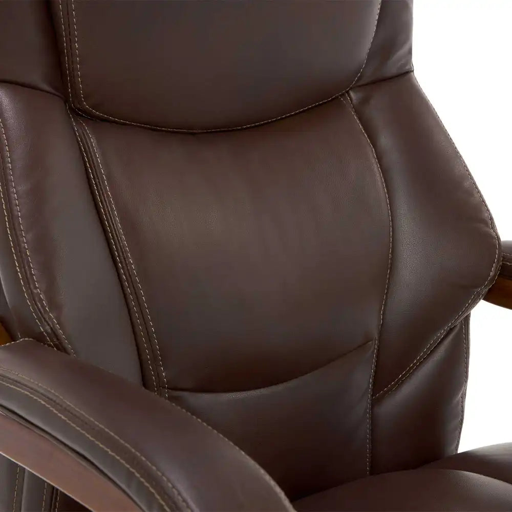 Lazboy Delano Big & Tall Executive Office Chair, Chestnut Brown with Mahogany Wood