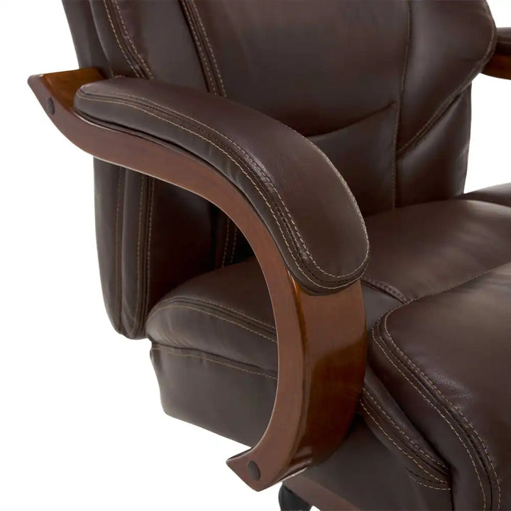 Lazboy Delano Big & Tall Executive Office Chair, Chestnut Brown with Mahogany Wood