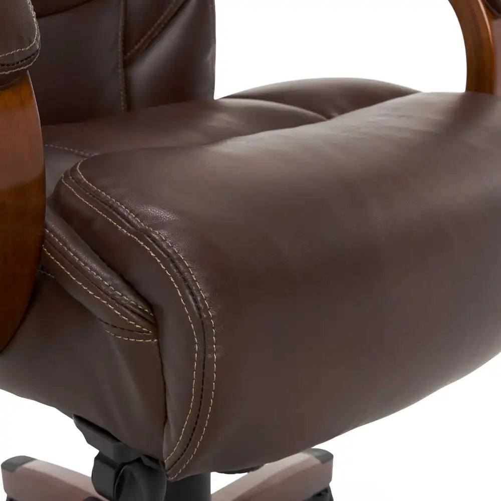 Lazboy Delano Big & Tall Executive Office Chair, Chestnut Brown with Mahogany Wood