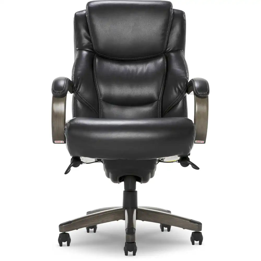 Lazboy Delano Big & Tall Executive Office Chair, Jet Black with Distressed Wood