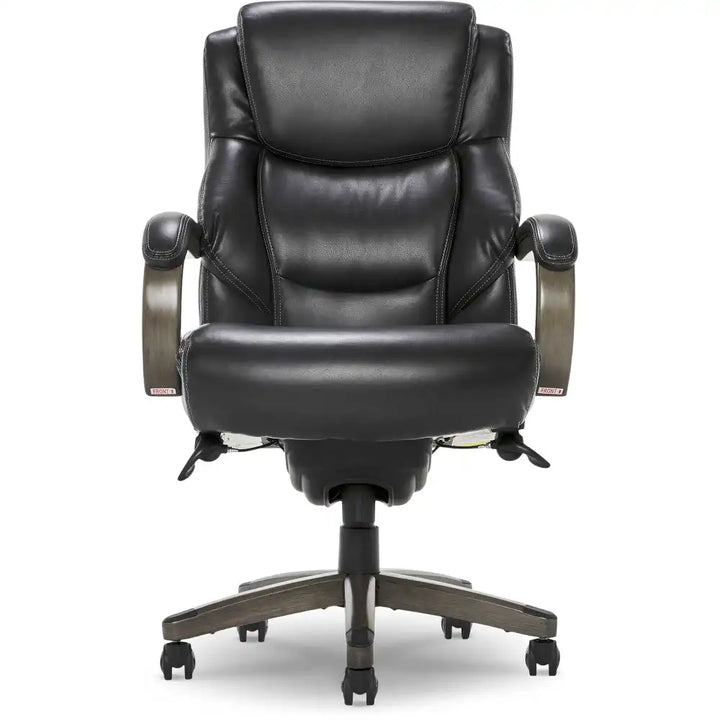 Lazboy Delano Big & Tall Executive Office Chair, Jet Black with Distressed Wood
