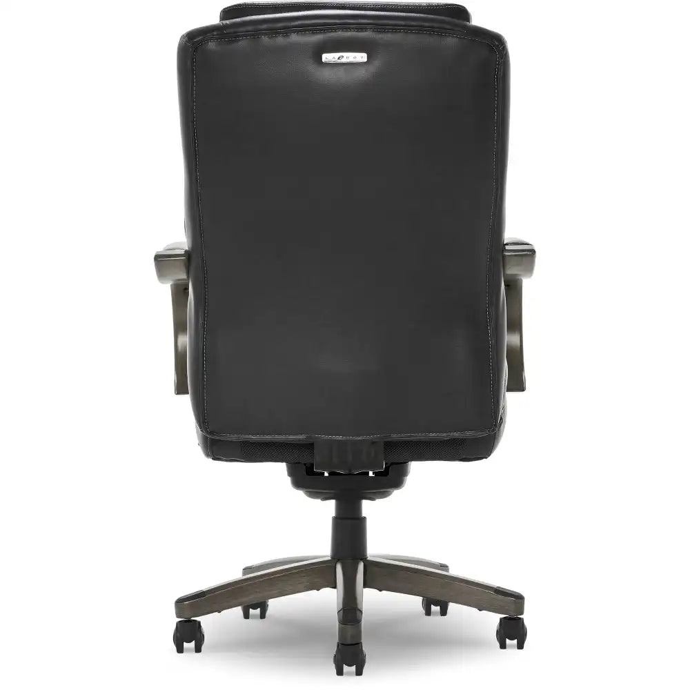 Lazboy Delano Big & Tall Executive Office Chair, Jet Black with Distressed Wood