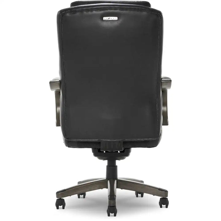 Lazboy Delano Big & Tall Executive Office Chair, Jet Black with Distressed Wood