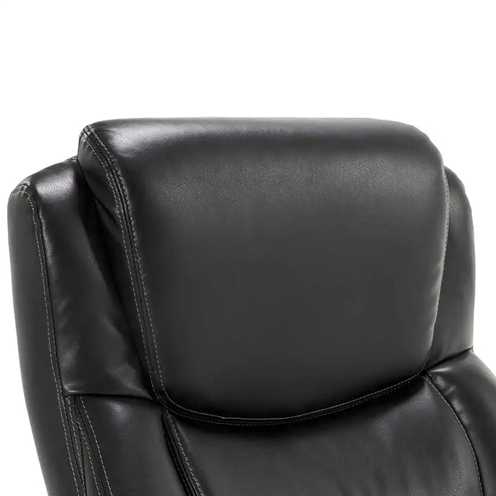 Lazboy Delano Big & Tall Executive Office Chair, Jet Black with Distressed Wood