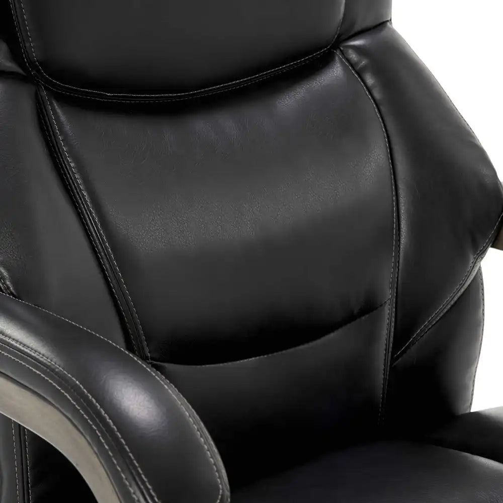 Lazboy Delano Big & Tall Executive Office Chair, Jet Black with Distressed Wood