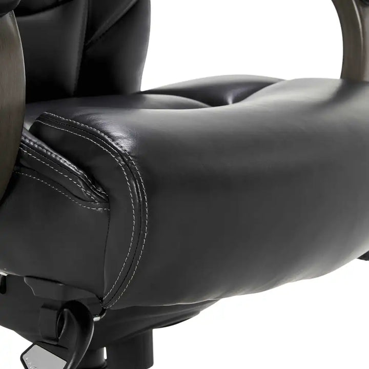 Lazboy Delano Big & Tall Executive Office Chair, Jet Black with Distressed Wood