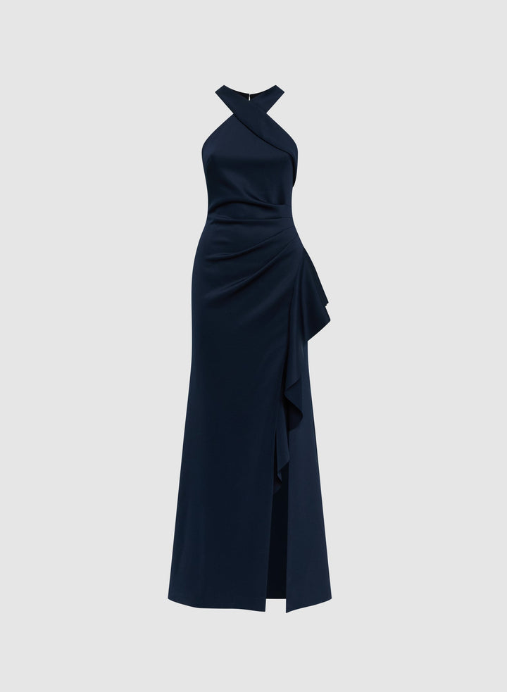 LAURA Ruched Waterfall Flounce Dress