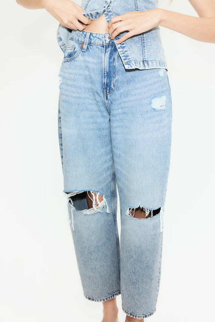 H&M High Rise Barrel Leg Jeans