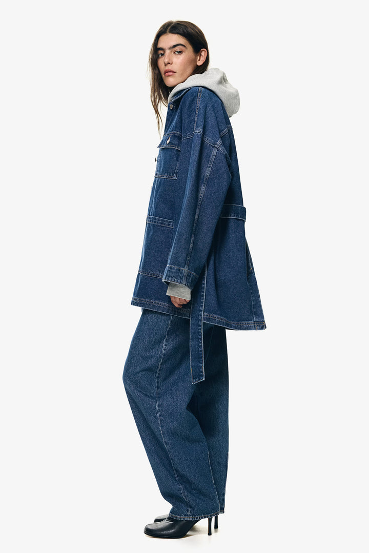 H&M Tie-Belt Denim Jacket