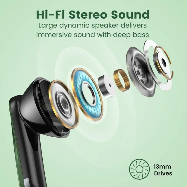 VEAT00L P91 Wireless Earbuds, Bluetooth Headphones V5.4 Stereo Ear buds with Noise Cancelling Mics, 60H Playback Mini Case with Dual LED Display, IP7 Waterproof in-Ear Earphones for Android iOS