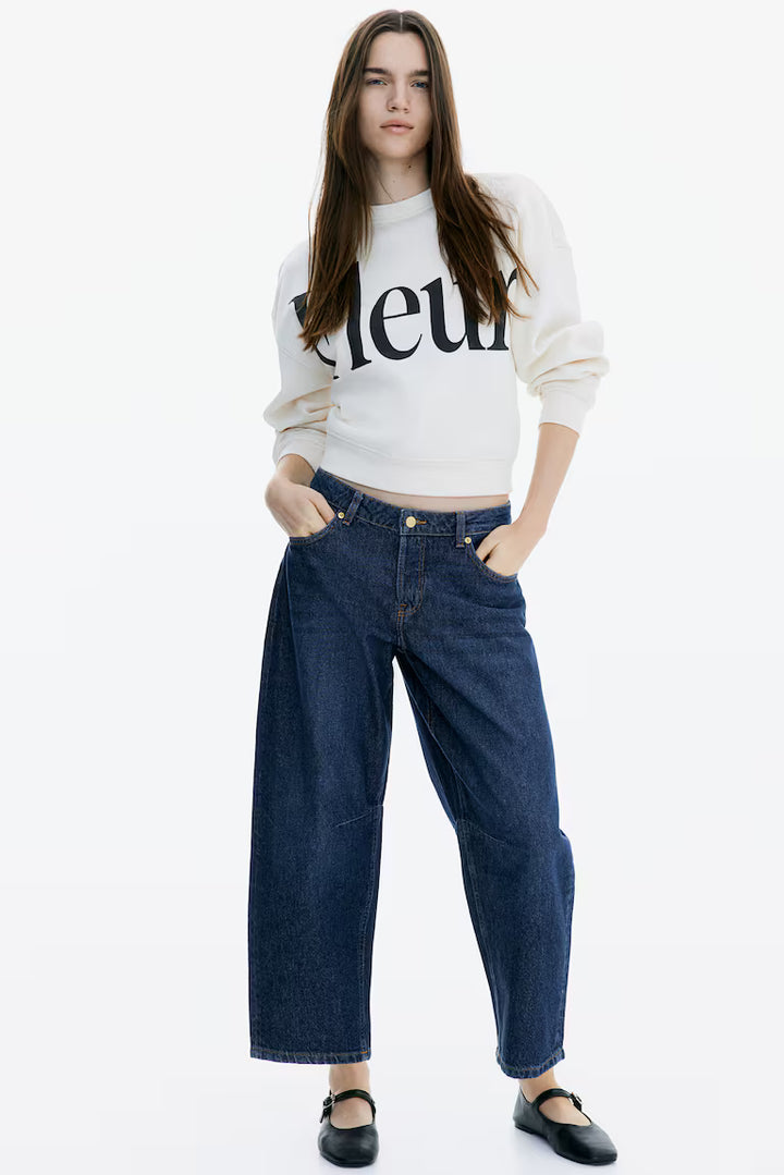 H&M Barrel Regular Cropped Jeans