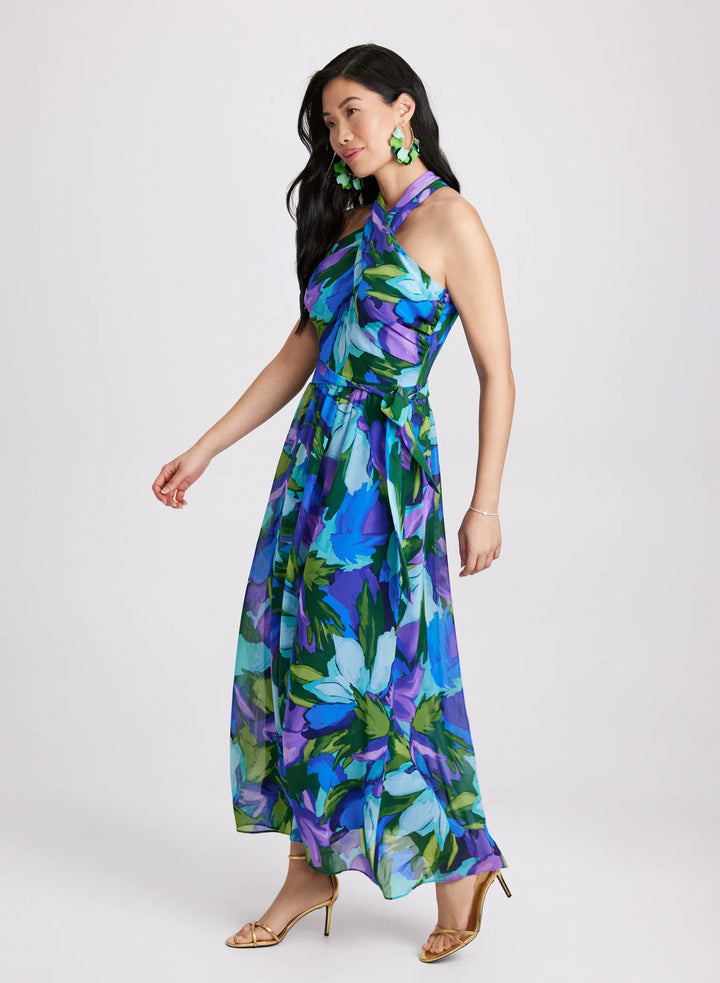 LAURA Tropical Halter Dress