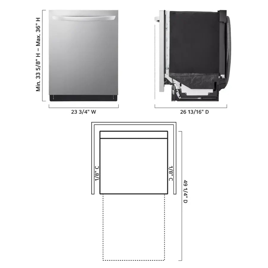 LG - 24" Top Control Smart Built-In Tub Dishwasher with 3rd Rack, QuadWash Pro and 42dba - Stainless Steel