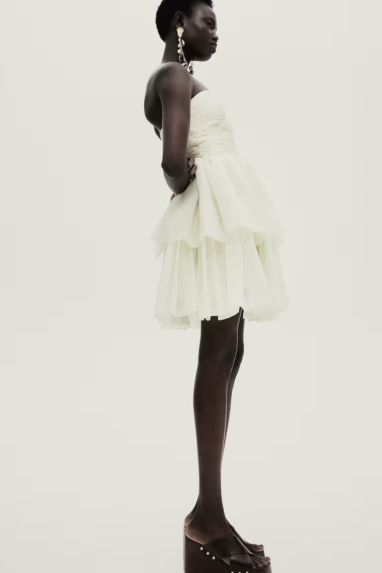 H&M  Bandeau Dress with Flared Skirt