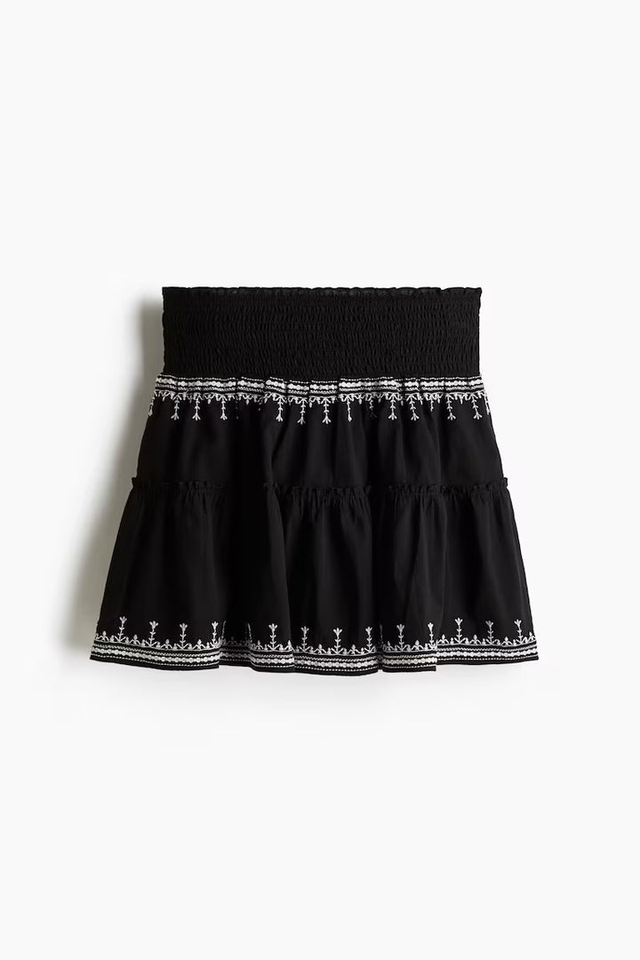 H&M EMBROIDERED COTTON SKIRT