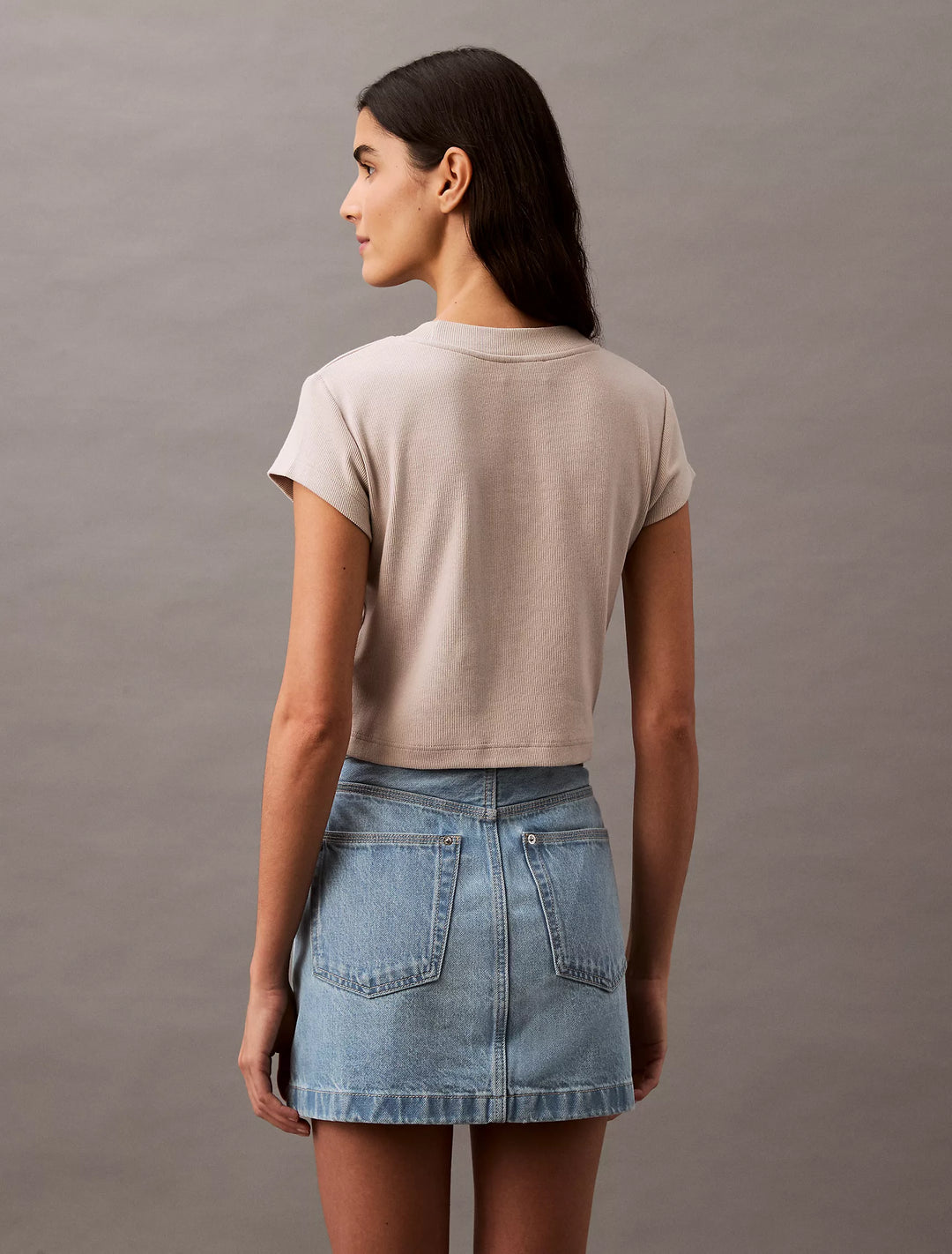 Calvin Klein Monogram Logo Ribbed Baby Tee