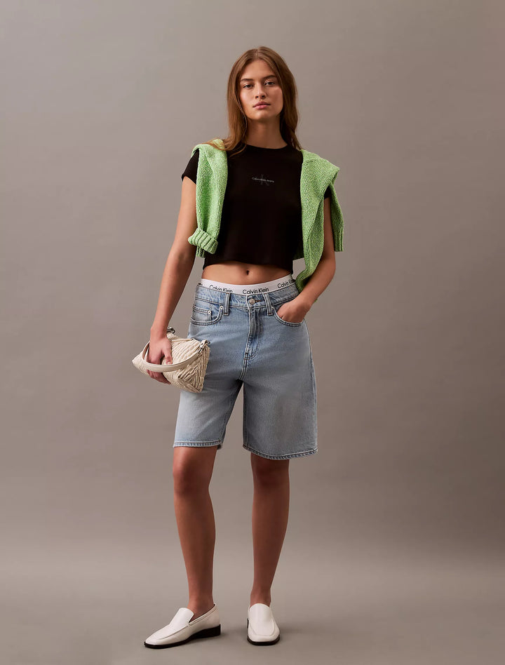 Calvin Klein Monogram Logo Ribbed Baby Tee
